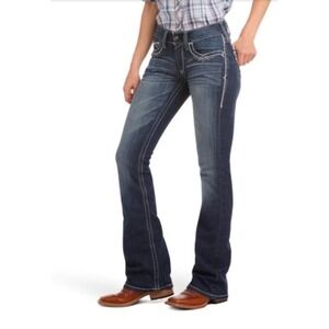 Ariat REAL Mid Rise Boot Entwined Jeans Marine Dark Wash 27L 10017510